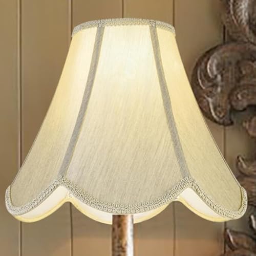 GO&SO Gold Lamp Shade Medium Bell Lamp Shades -Edge Petal Braid Design Scalloped Lamps Shade -6Top x 13Bottom x 10.6Vertical Height (Spider) Replacement Lampshades for Table Lamps -Easy Assembly