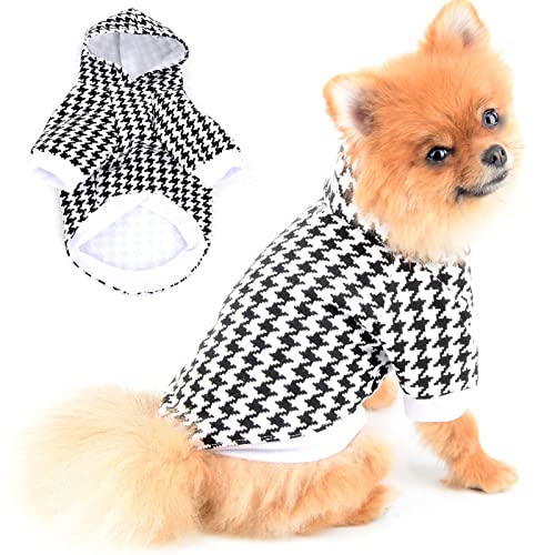PAIDEFUL Chemises à Capuche pour Chiens de Petite Taille et Moyenne Chats Pull en Polaire Motifs Pied-de-Poule T-Shirt en Coton Doux Chiot Chihuahua Yorkie Vêtements pour Animaux de Compagnie M Cover