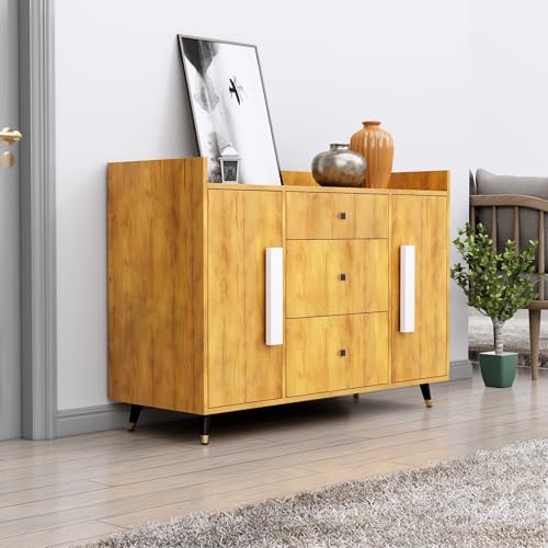Image of Bniture Wooden Sideboard Cabinet for Living Room | Wooden Storage Cabinet with 2 Door & 3 Drawer | Engineered Wood Multipurpose Cabinet with Spacious Shelves for Home & Office | Giant Wood
