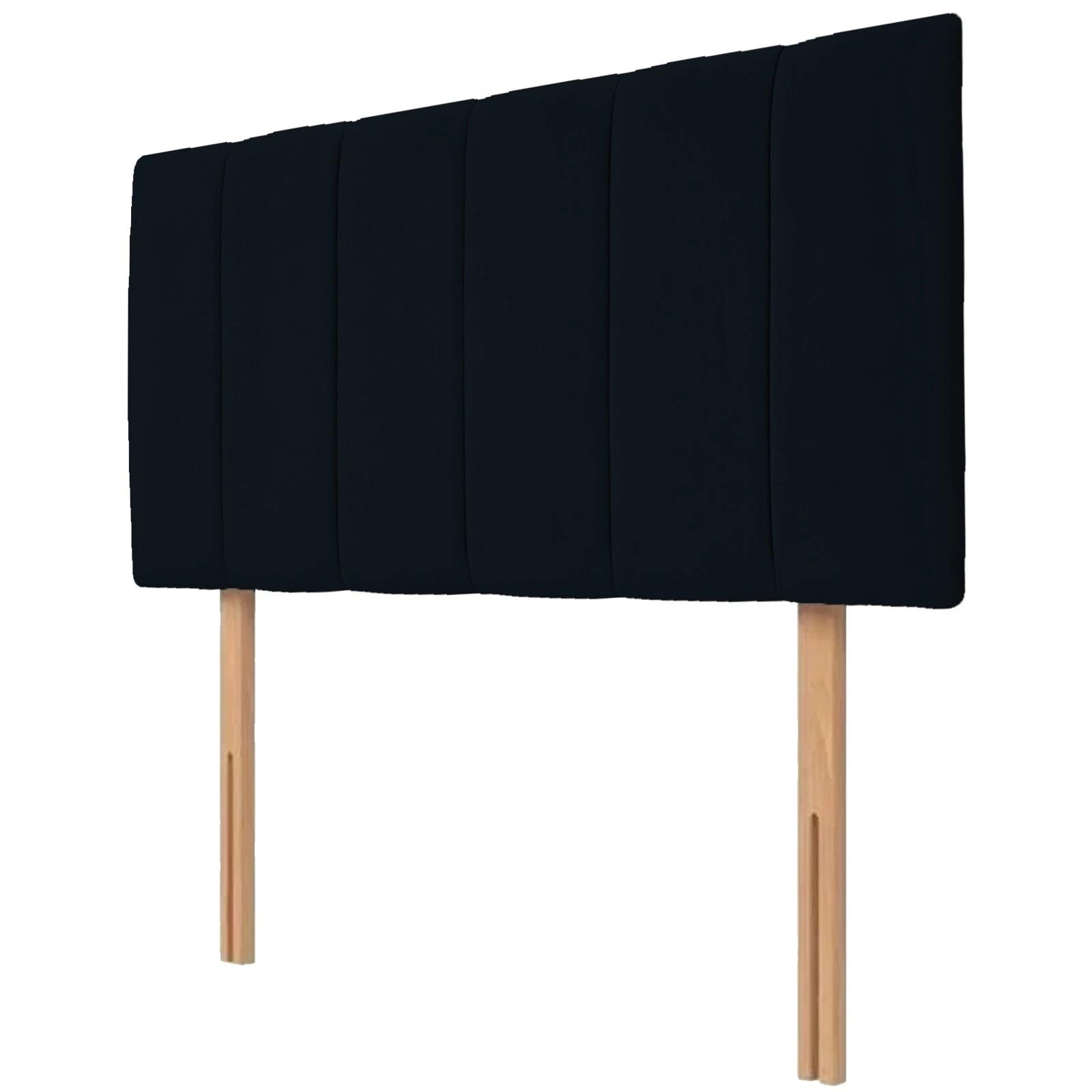 NK Velvet Upholstered Headboard for Divan Beds – 20-Inch Lined, Extra Padded Plush Headboard with Struts – Luxury Bedroom Furniture (Black, 5ft King)