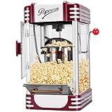 Cakunmik Máquina de Palomitas de maíz Profesional Fabricante de Palomitas de Mantequilla Caliente Profesional de 360 ​​W, diseño Retro, con Olla de Acero Inoxidable, Revestimiento Antiadherente