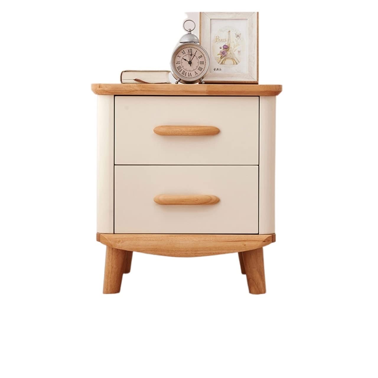 BHGFYXBS Side Tables Bedroom Nordic Log Color Bedside Cabinet Bedroom Bedside Storage Storage Cabinet Home Indoor Double Drawer Nightstand Bedside Tables
