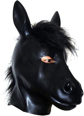 Latex Mask Hood Rubber Full Head 3D Mould Latex Horse Animal Heavy Cosplay Mask
