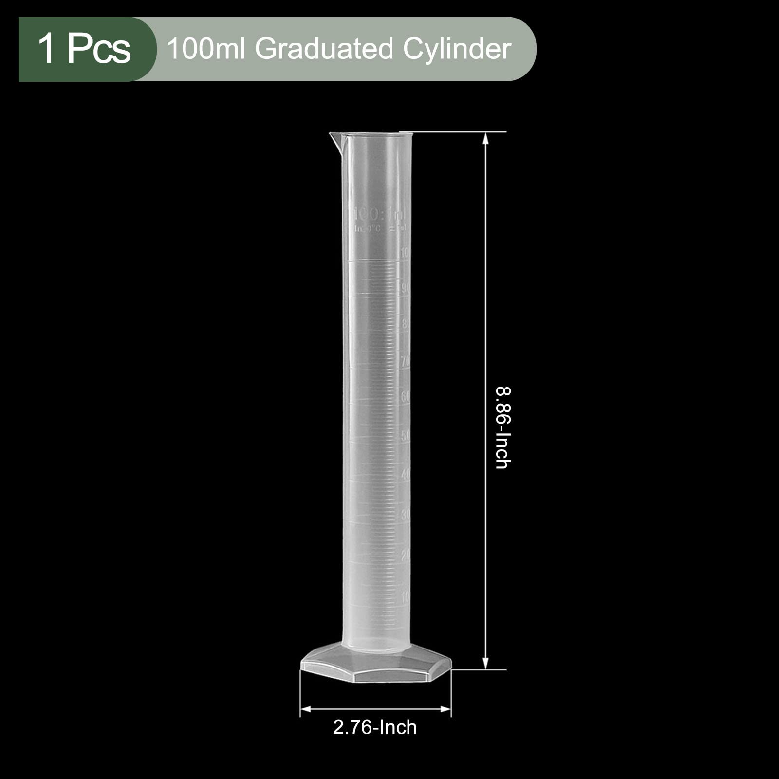 Provetta Graduata Trasparente, Cilindro Graduato in Plastica da 100ml