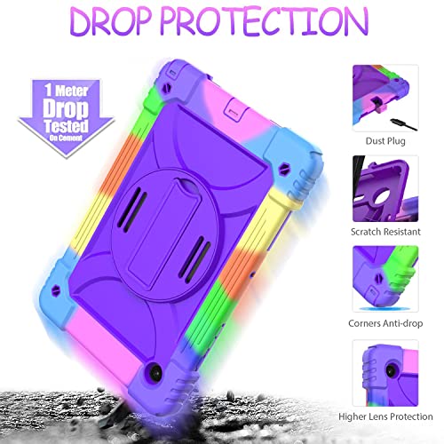 Bmouo Case For Samsung Galaxy Tab A8 10.5 Inch 2022, Galaxy Tab A8 Case, Shockproof [Swivel Stand] [Shoulder Hand Strap] Kids Case For Samsung Galaxy Tab A8 10.5” 2022 (Sm-X200/X205/X207), Purple #TOP4