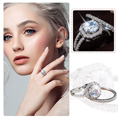 Silver Geometry Rhinestone Four Claws Ring Engagement Ring Full Diamond Zirconia Solitaire Ring 6 10 Slg758 #TOP2