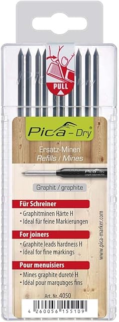 Pica Dry  Pack of 10 Leads Graphite H Carpenters Pencil (with Blister Pack)