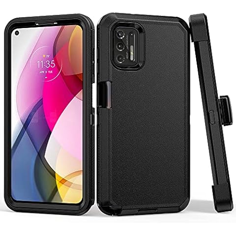 TASHHAR Phone Case for Motorola Moto G Stylus 2021 Case, Heavy Duty Hard Shockproof Armor Protector Case Cover with Belt Clip Holster for Motorola G Stylus 2021 Phone (Black) Cover