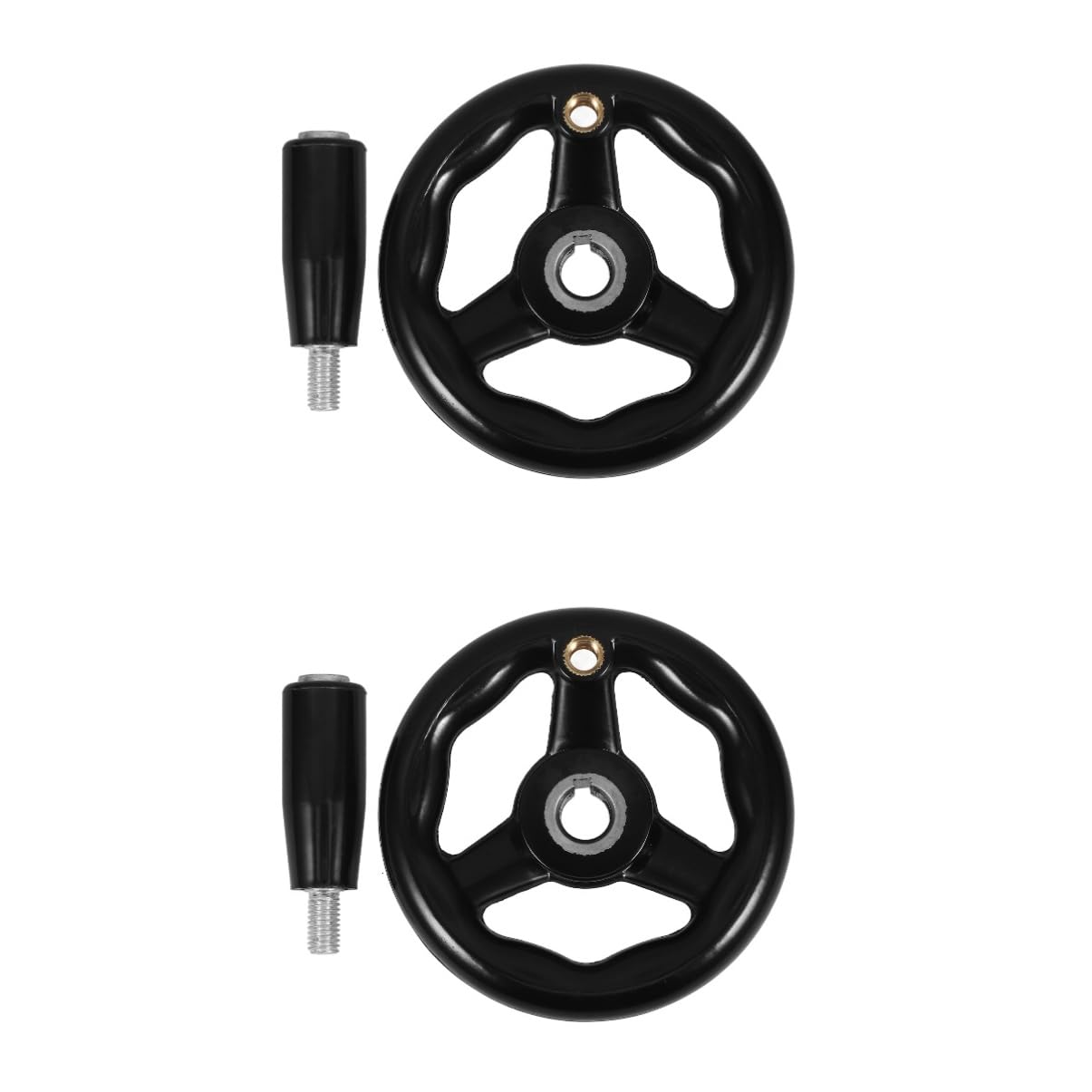 FUNOMOCYA 2pcs Machine Tool Rotary Handle Revolving Hand Wheel Hand Wheel Crank Disassemble Wheel Lathe Accessory Crank Handle Three Spoke Hand Crank Lathe Hand Wheel Bakelite Black