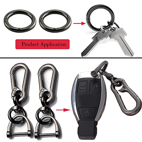 Imeisuit 2 Sets Car Keychain Car Key Clip Quick-Release Horseshoe Shape D-Ring Key Fob Holder With Round Carabiner Keychain #TOP2