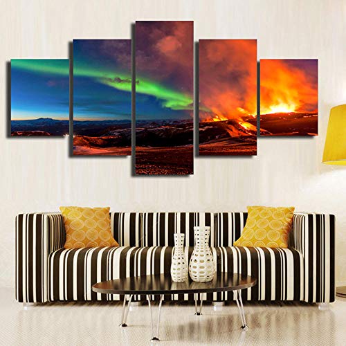 Tableau mural volcan 5 pièces pour habiller un grand mur vide sans effort