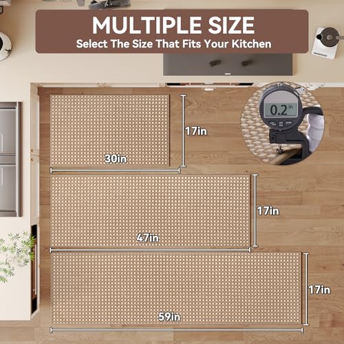 YDKGL Kitchen Rugs Mat Non Slip Washable, Super Absorbent Kitchen Mats for Floor, Rubber Backing Soft Braided Standing Floor Mats Sink Mat Runner Rug, Easy to Clean and Maintain, Brown 17