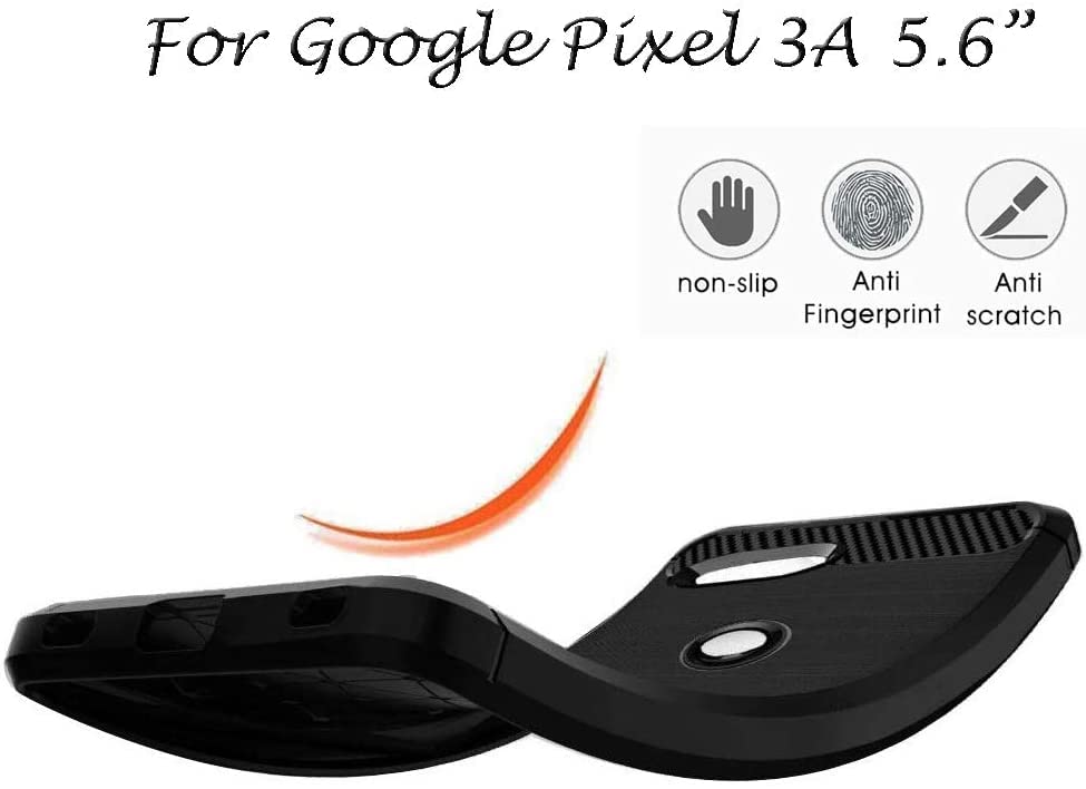 Image of NPRC Hybrid Ultra Slim Protective Case TPU Non-Slip Carbon Fiber Texture Shockproof Case Cover for Google Pixel 3A XL - Black