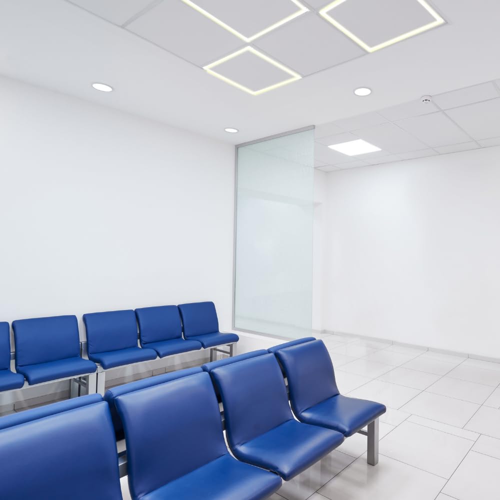 LUXULA 4er Pack beleuchteter LED Rahmen 62x62cm - steckbarer Leuchtrahmen - 40W 4000lm - 4000K Neutralweiß - inkl. 230V Netzteil - Lichtdesign - Alternative zu LED-Panel Rasterleuchte Einbaulampe