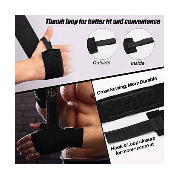 LIBERLUPUS-Elastic-Professional-120180-Inch-Hand-Wraps-for-Men-Women-Boxing-Gloves-Martial-Arts-Wraps-with-Hand-Wrist-Support-Stretch-Boxing-Handwraps-for-Kickboxing-Muay-Thai-MMA-Pair LIBERLUPUS Elastic Professional 120/180 Inch Hand Wraps for Men Women, Boxing Gloves Martial Arts Wraps with Hand & Wrist Support, Stretch Boxing Handwraps for Kickboxing Muay Thai MMA (Black, 180)