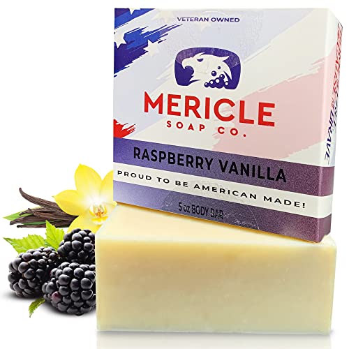 Mericle Soap Co. Black Raspberry Vanilla Organic 5Oz Body Bar | 100% Natural | Made In The Usa | Veteran Owned | No Chemicals Or Preservatives | Cold Process Technoloy #TOP8