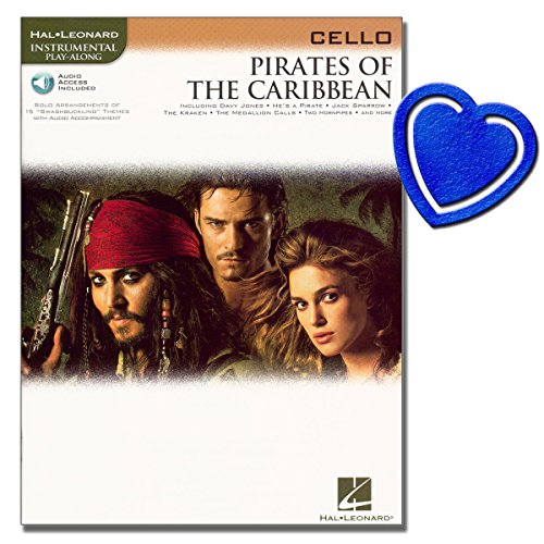 Pirates of the Caribbean - Cello Noten - 16 Stücke aus dem gleichnamigen großartigen Kinokassenschlager mit herzförmiger Notenklammer
