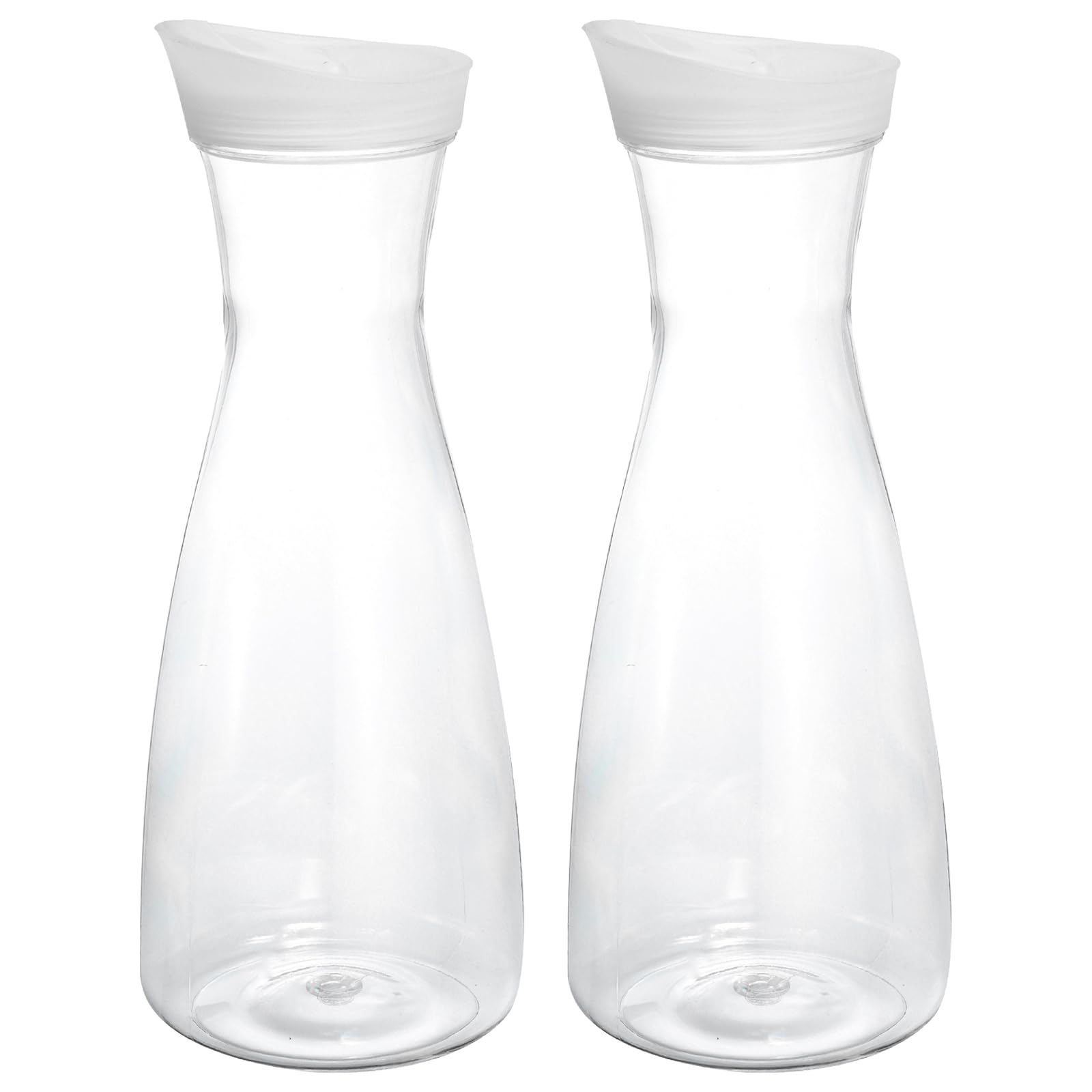 sourcing map 37.2 Oz Acrylic Water Carafes with Lid, 2pcs Juice Pitcher Water Jug with Handle, Wine Beverage Container for Coffee, Tea, and Cocktails, Clear