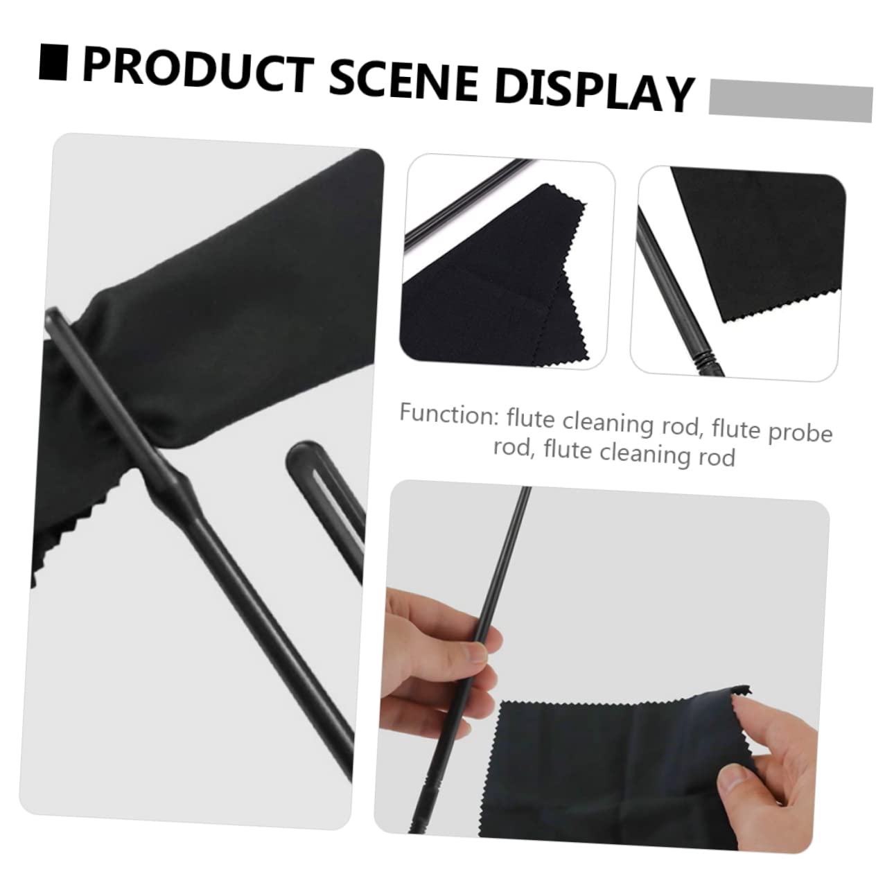 HEMOTON 1 Set Flute Cleaning Rod and Cloth Kit Cleaning Tool Instrument Cleaner