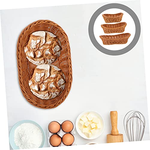 Cesta tejida de almacenamiento (pack de 3) para frutas, pan y dulces en el escritorio 5
