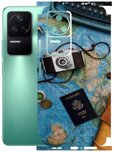 Image of AtOdds - Full Body Back Screen Guard Protector Film - Lamination Wrap Skin Sticker Compatible with Poco F4 (5G) | Scratchproof Matte Finish (Travel Map)
