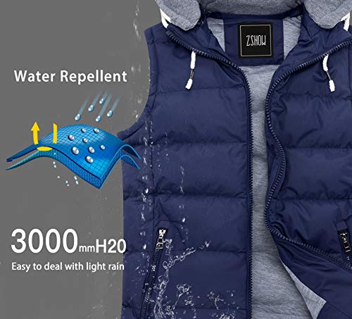 Zshow Women's Winter Padded Vest Removable Hooded Outwear Jacket (Navy, Medium) #TOP2