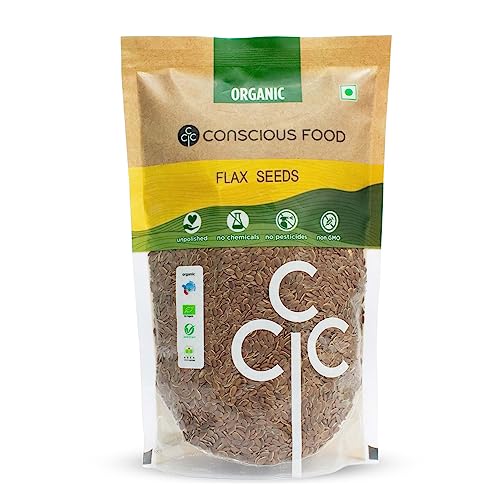 Image of Conscious Food Flax Seeds | 400g | Rich in Omega-3 fatty acids & High Fiber | Value Pack | Alsi Seed