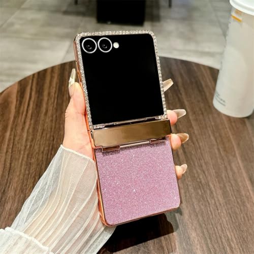 Coque Samsung Z Flip 7 Fe paillettes diamantées protection intégrale rose