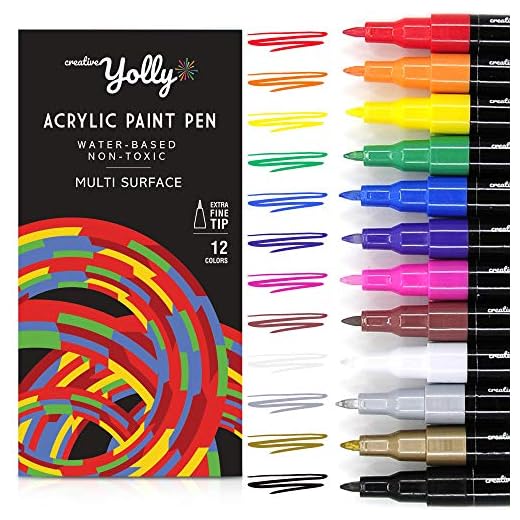 Paint pens for Rock Painting, Glass, Wood, Mug set, Canvas, Craft paint, Multi surface. Acrylic Painting Pens Extra-fine tip 0.7mm (12C)