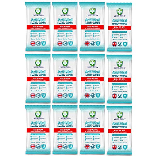 GreenShield Toallitas antivirales, pack de 15, matan el 99,9 % de las bacterias Cover