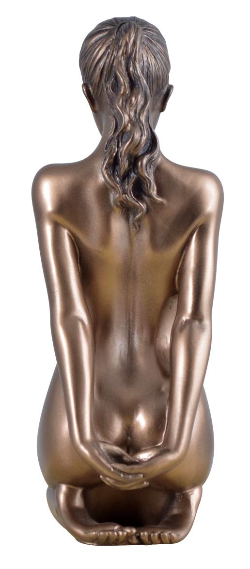 Weibliche Aktfigur Frau kniend Veronese Design bronzierte Polyresin Figur 15 cm Elegante Aktkunst Statue Moderne Wohndeko für Wohnzimmer, Büro, Regal und Sammler
