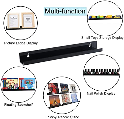 Sooyee 6 Pack Book Shelves,15 Inch Floating Shelf Display Shelf,Acrylic Shelves For Wall,Reading Nook,Funko Pop Display Case,Corner Floating Shelves Black #TOP3