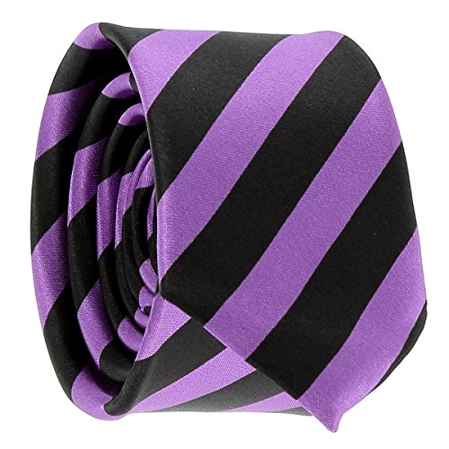 cravateSlim Corbata Estrecha de Rayas Negra y Morado Oscuro Cover
