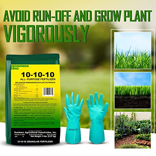 Southern Ag Fertilizer 10-10-10 - All-Purpose Granular Fertilizer - Organic Fertilizer – Fertilizer For Vegetable Garden & Flowerbed Roses & Large Shrubs And Fruit Trees- Available With Premium Quality Centaurus Az Gloves-5Lb #TOP2