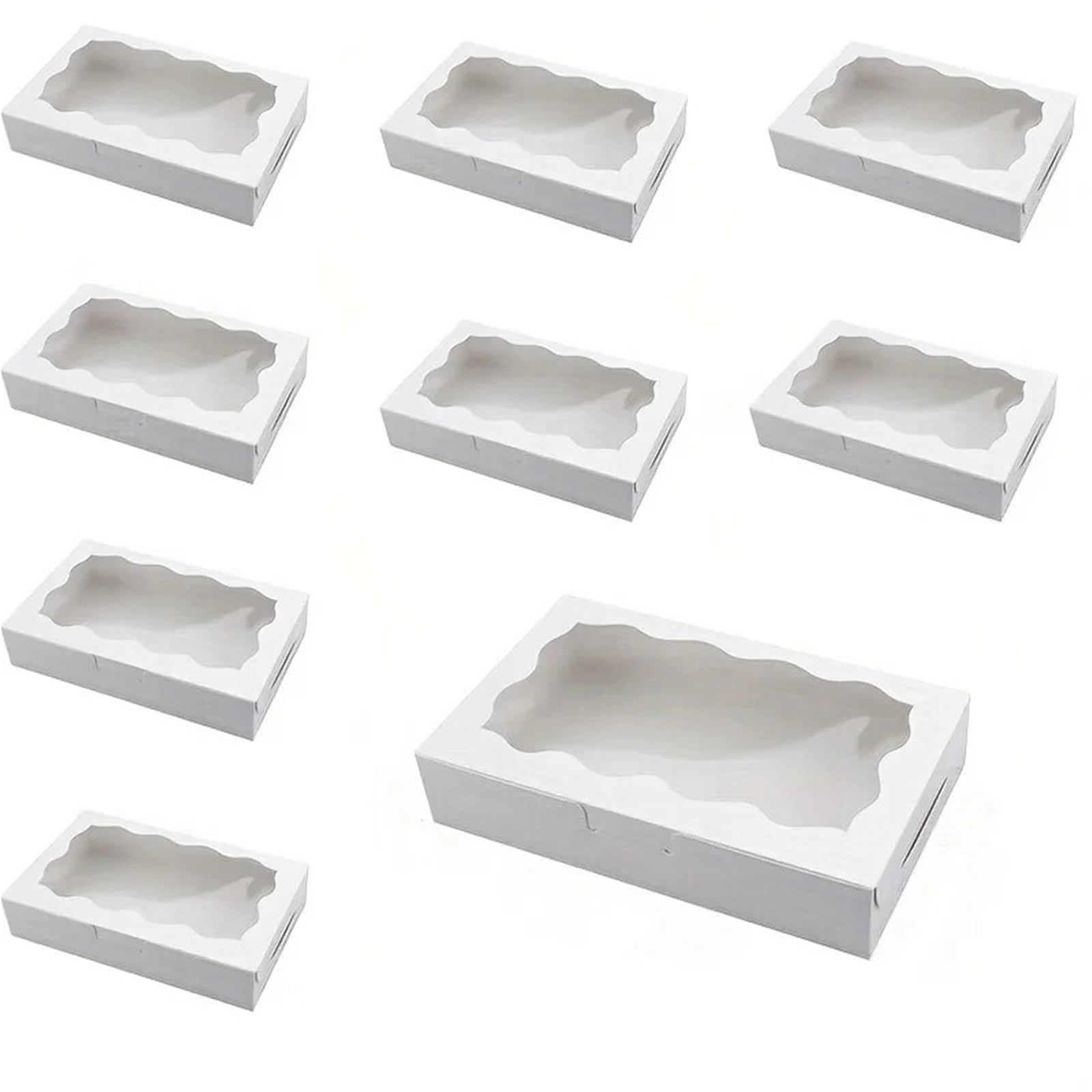 Cajas de Papel Kraft con Ventana Transparente Caja for pastel con ventana transparente de 10/20 piezas tapa | For exhibición de pastelería de panadería(WHITE,10PCS_18X11X4CM)