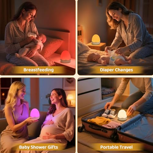 Image of COOLNIGHT Egg Light for Nursery,10 Colors&Stepless Dimming Baby Night Light