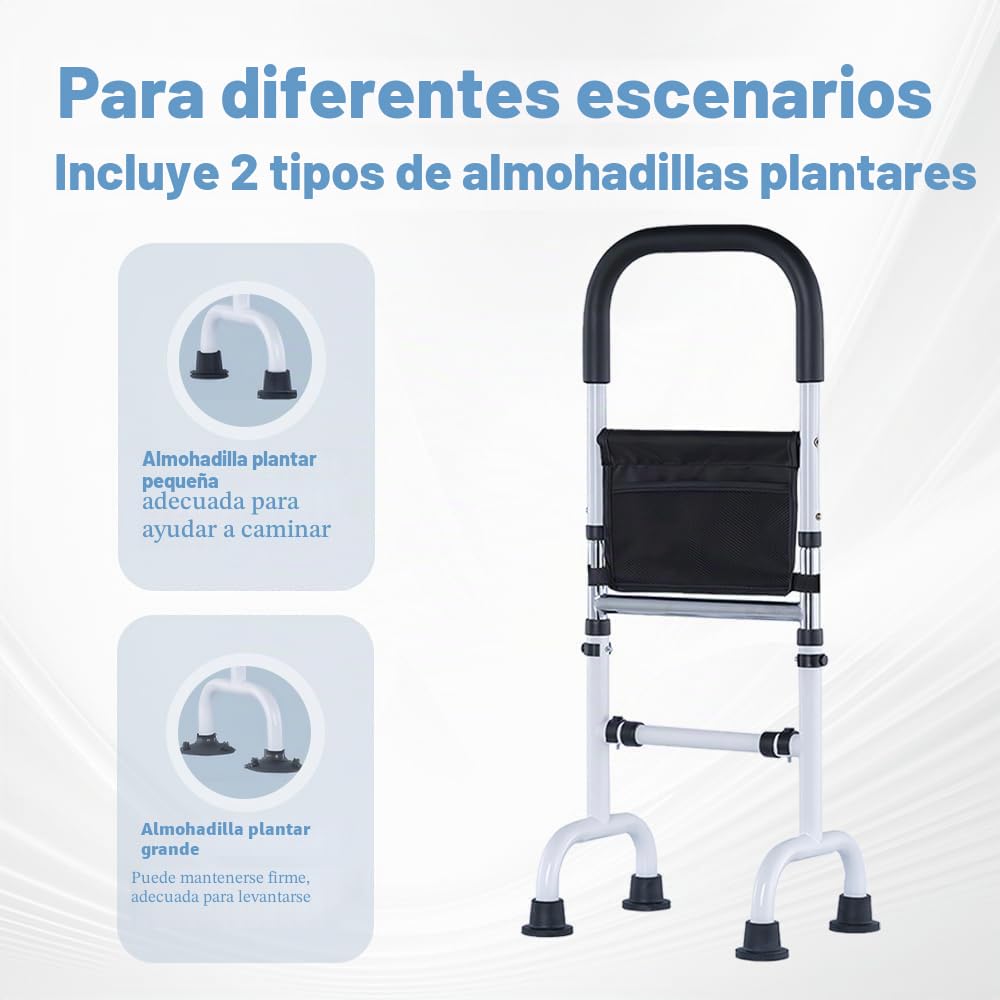 Ayuda para Levantarse de la Cama para Mayores, Grua para Personas Mayores con Barandilla Ajustable, Asidero Antideslizante Reposapiés Robusto hasta 150kg