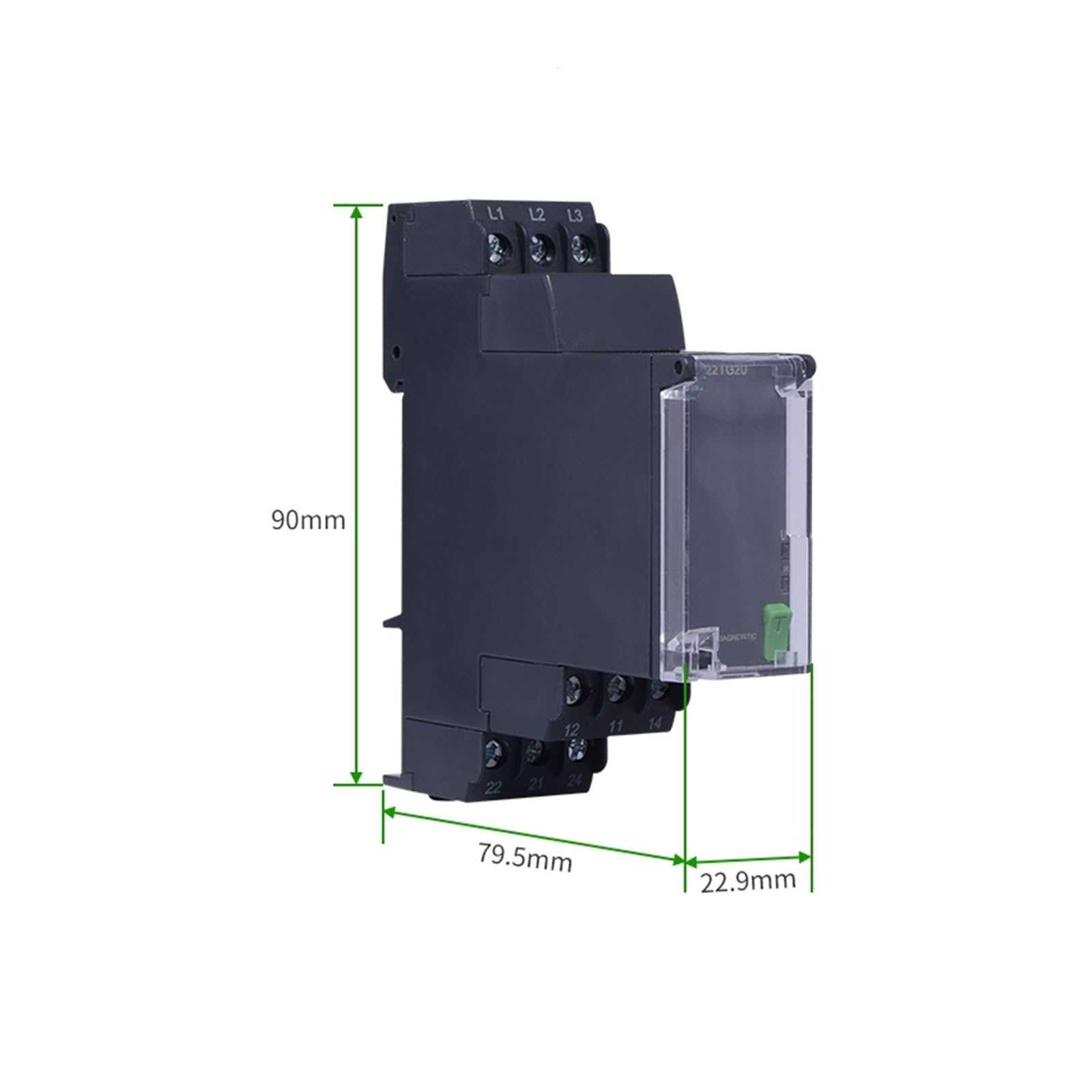 1 relé de Control de alimentación trifásico, 8 A, 2 CO, 183-528 V CA, RM22TG20, RM22TR3, 380-480 V CA.