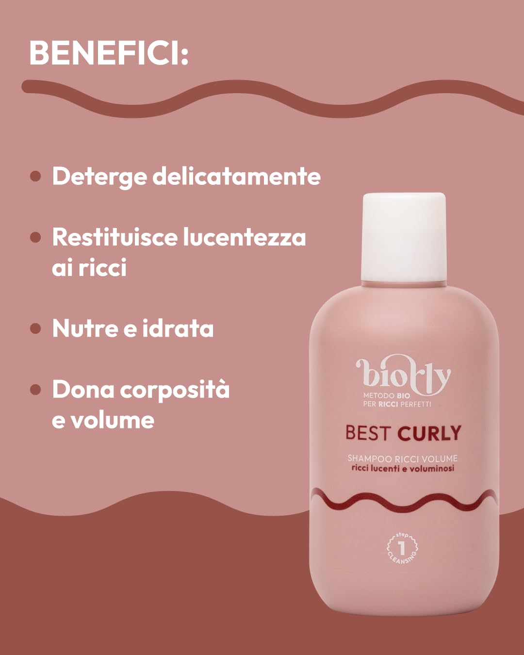 METODO CURLY BIO KIT VOLUME; per capelli ricci e mossi, include shampoo Best Curly, maschera Curly no limits, mousse Wonder curly, CERTICATA BIO - 250 ml