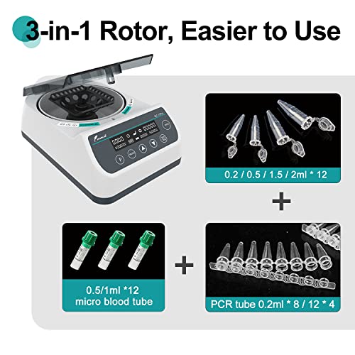 Lab High Speed Centrifuge Machine Bechtop Microcentrifuges 3 In 1 Rotor For 0.2/0.5/1.5/2Ml Tube Capacity (12000Rpm) #TOP5
