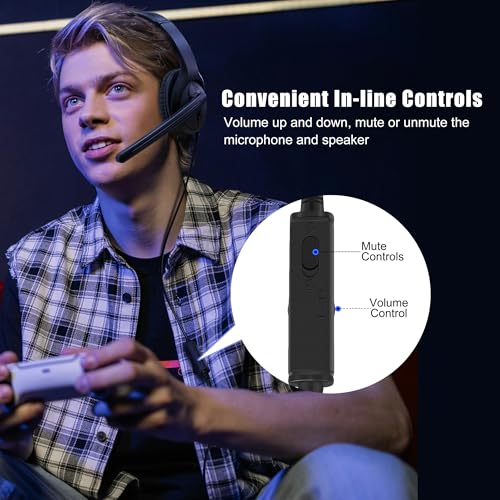 Image of Wired One Ear Headset with Mic, 3.5mm /Type-C /USB Gaming Headset for PS5 /PS4 /Xbox /Switch /PC /iPhone /iPad /Mac /Tablet /Android, Single Ear Game Chat Headphone for Office Business Work Teams Call Center