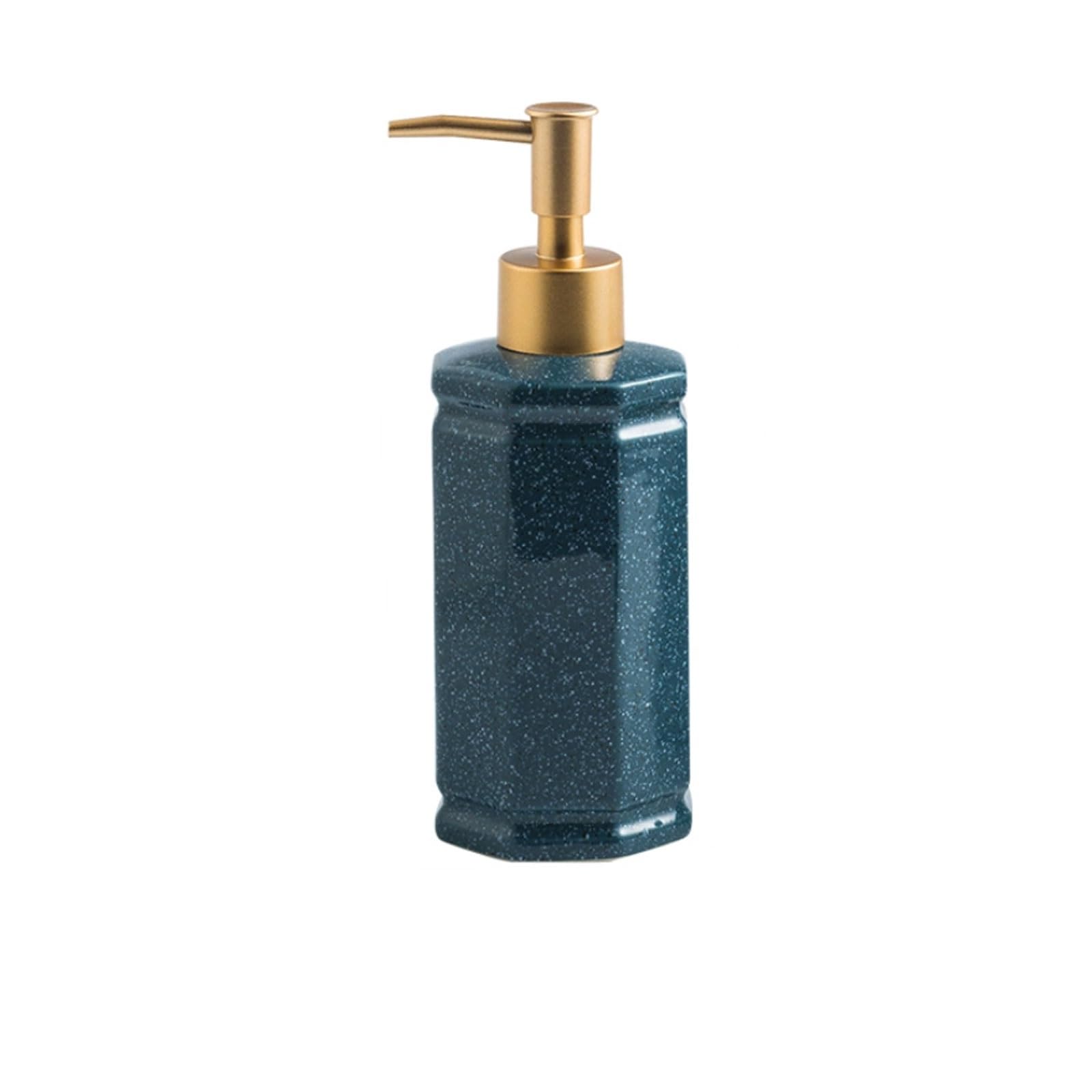 11.8oz Ceramic Soap Dispenser Sesame Dot Glaze, Retro Metal Pump, High-Temperature Fired, Countertop Lotion(Blu)