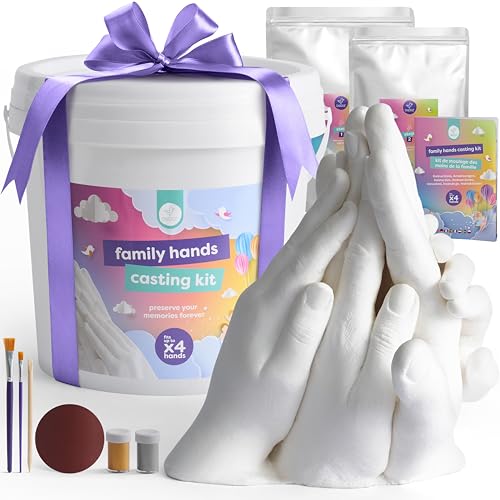 Chuckle - Kit de Moulage de Main 3D XL, Avec Peinture Dorée et Argent, Empreinte de Main Idéale pour Familles et Couples, Facile à Utiliser, Parfait pour...