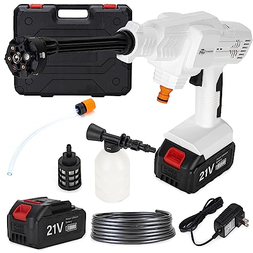 Brushless Cordless Pressure Washer, 1015 PSI Power, 21V Batterry, 3 Adjustable Modes, Portable Cleaner with 0-180° Nozzle and Foam Nozzle
