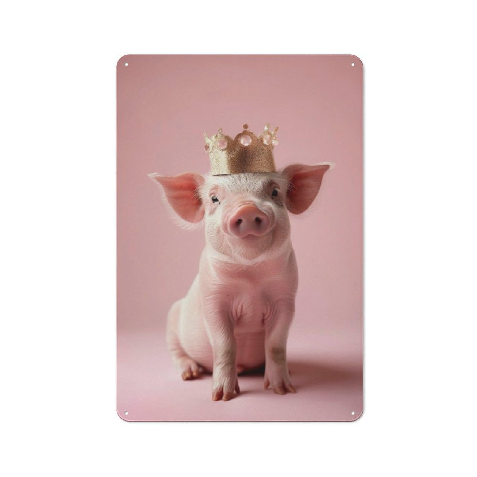 Junmoney Piglet In A Crown Vintage Tin Sign 30X20cm For Hobby Room Or Studio, A New Home Present For Creative Interior Collectors