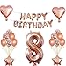 Produktbild 8 Geburtstag Mädchen Dekoration Rose Gold, 8. Geburtstag deko für Mädchen Jungen Happy Birthday Girlande Banner Folienballon Konfetti Luftballons Deko Geburtstag Party Anzahl Ballons