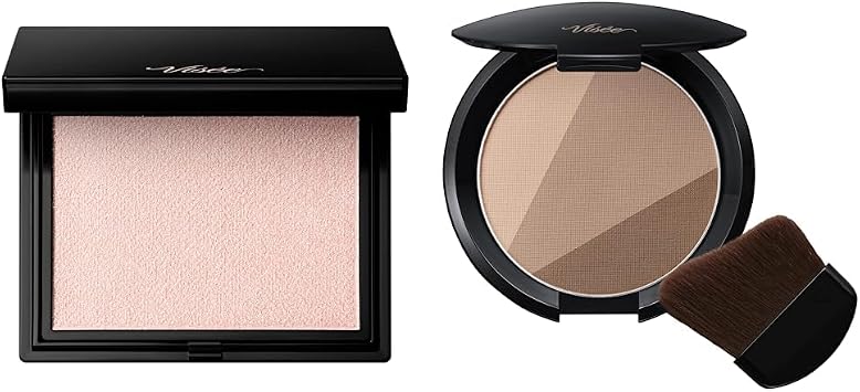 Set Purchase Visee Grow Trick SP001 Glow Beige Highlight Cream Powder 5 g x1 + Visee Shade Trick BR300 Medium Brown 0.3 oz 8.5 g Shading Bronzer with Exclusive Brush
