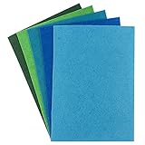 leicht zuschneidbar Filz, 2mm stark, DIN A4, 5 Bogen  DIY, Patchwork, Handwerk, Filzstoff, Bastelfilz (Grün-/Blautöne)
