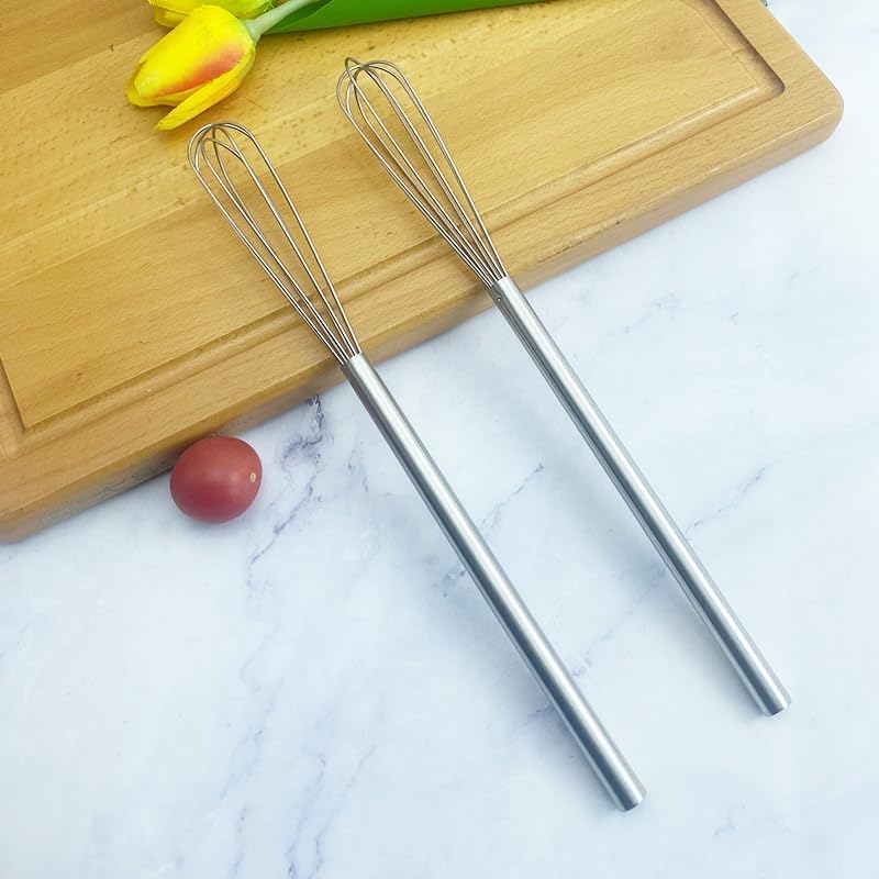 2 Pcs Household Stainless Steel Durable Mini Whisk, Stirrer, Multi-purpose Long Handle Manual Operation Whisk for Baking Tool,Cooking and Kitchen Gadget - Image 7