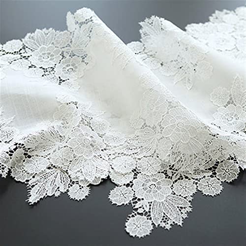 Nappe café lin coton napperon blanc brodé dentelle 35x35 - 6